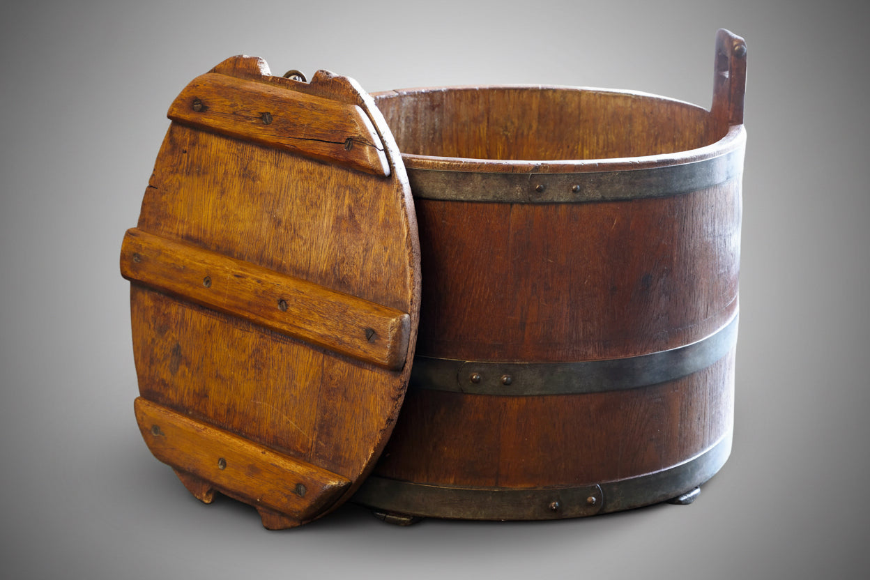 19th Century oak metal bound Balie with lid - SOLD