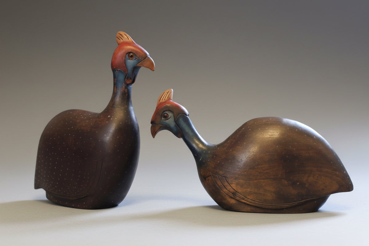 Pair of Feathers of Knysna Guinea Fowl
