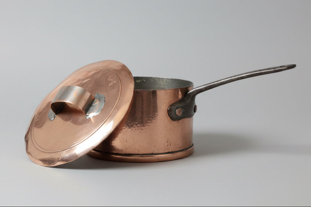 19th Century copper lidded Pot, with wrought iron handle