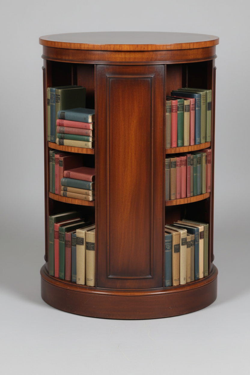 Round Mahogany Revolving Bookcase