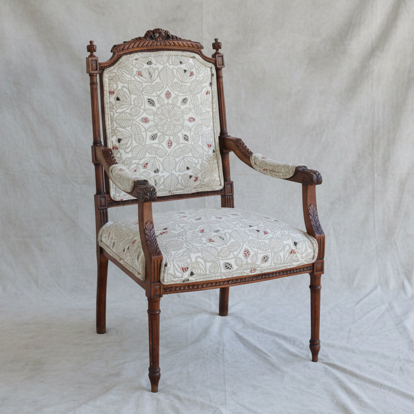 Fine pair of 19th/20th Century carved walnut Louis XVI style Armchairs