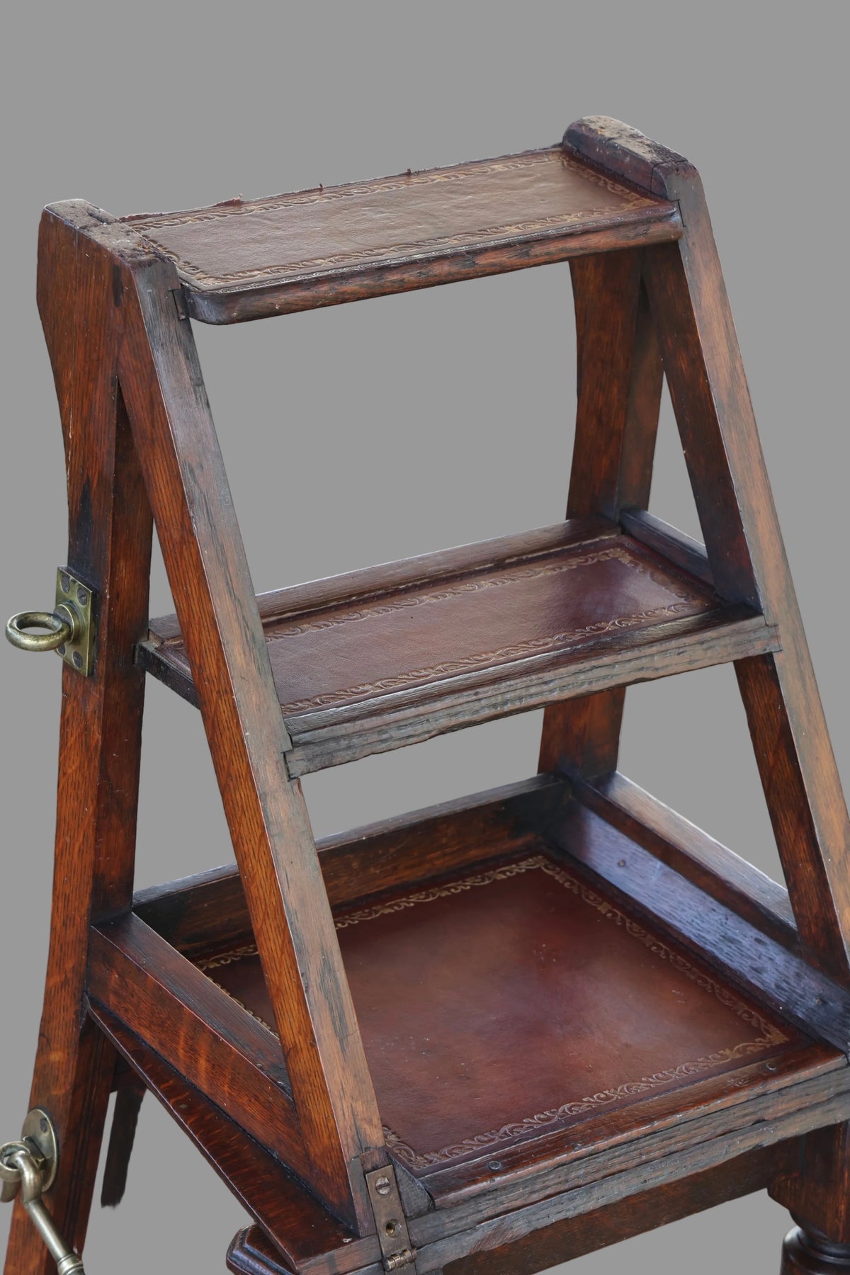 Rare Edwardian oak Metamorphic Library Chair or Library Steps