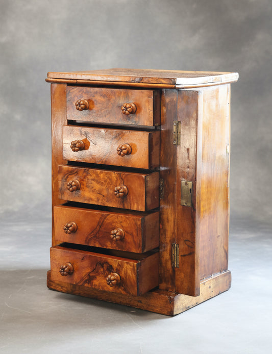 Victorian burr walnut Table top Wellington style Chest of Drawers