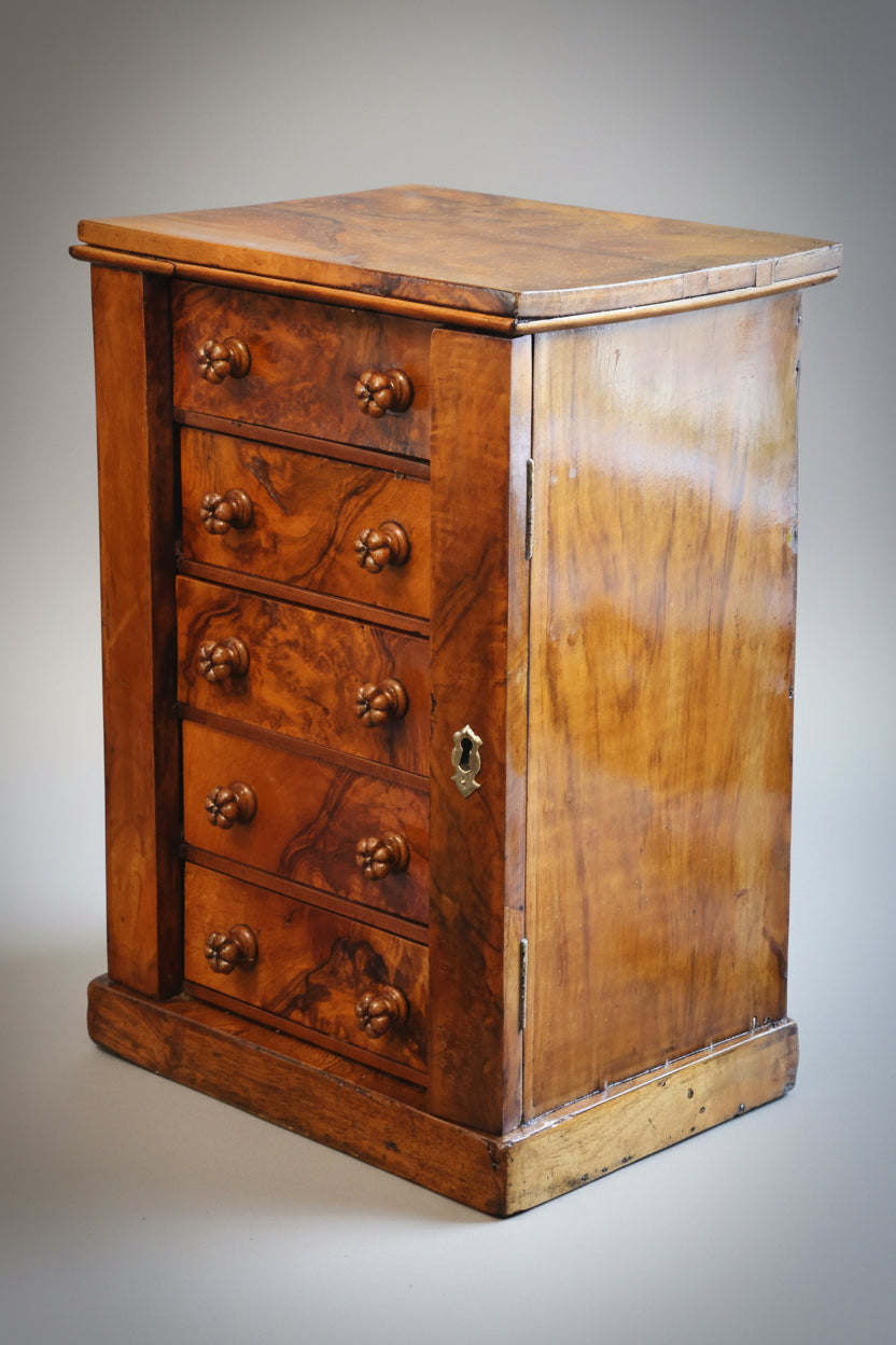 Victorian burr walnut Table top Wellington style Chest of Drawers