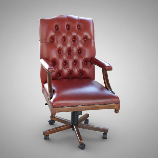 Burgundy leather button-upholstered Executive Chair