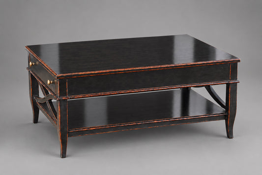 Stunning quality Theodore Alexander Ateliers De La Madeleine Black Lacquered Coffee Table