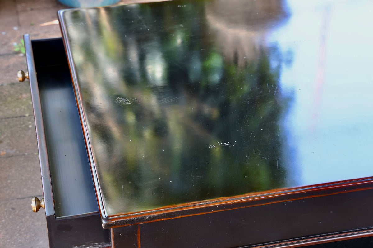 Stunning quality Ateliers De La Madeleine Black Lacquered Coffee Table - Theodore Alexander