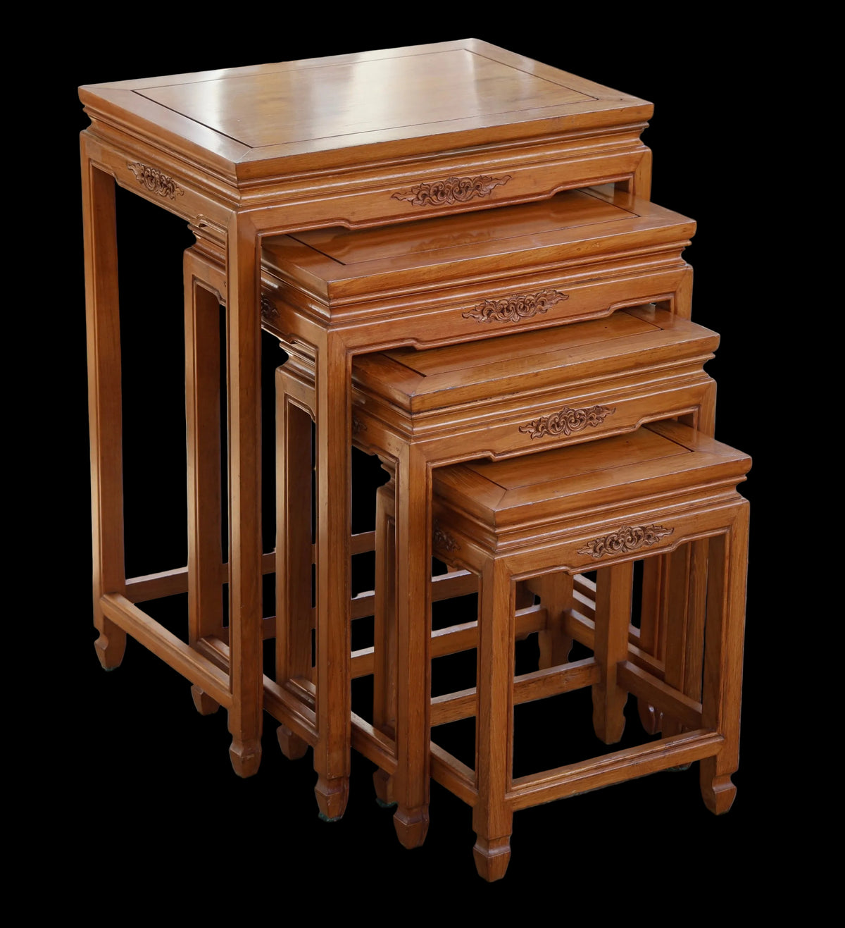 Vintage Oriental hardwood nest of four Tables