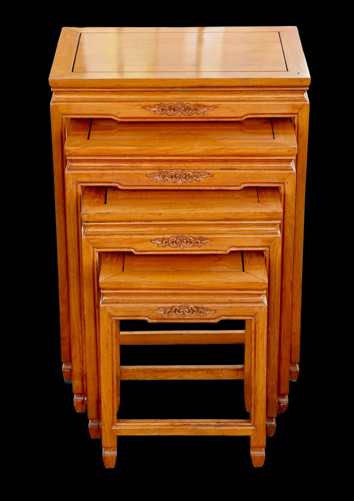 Vintage Oriental hardwood nest of four Tables