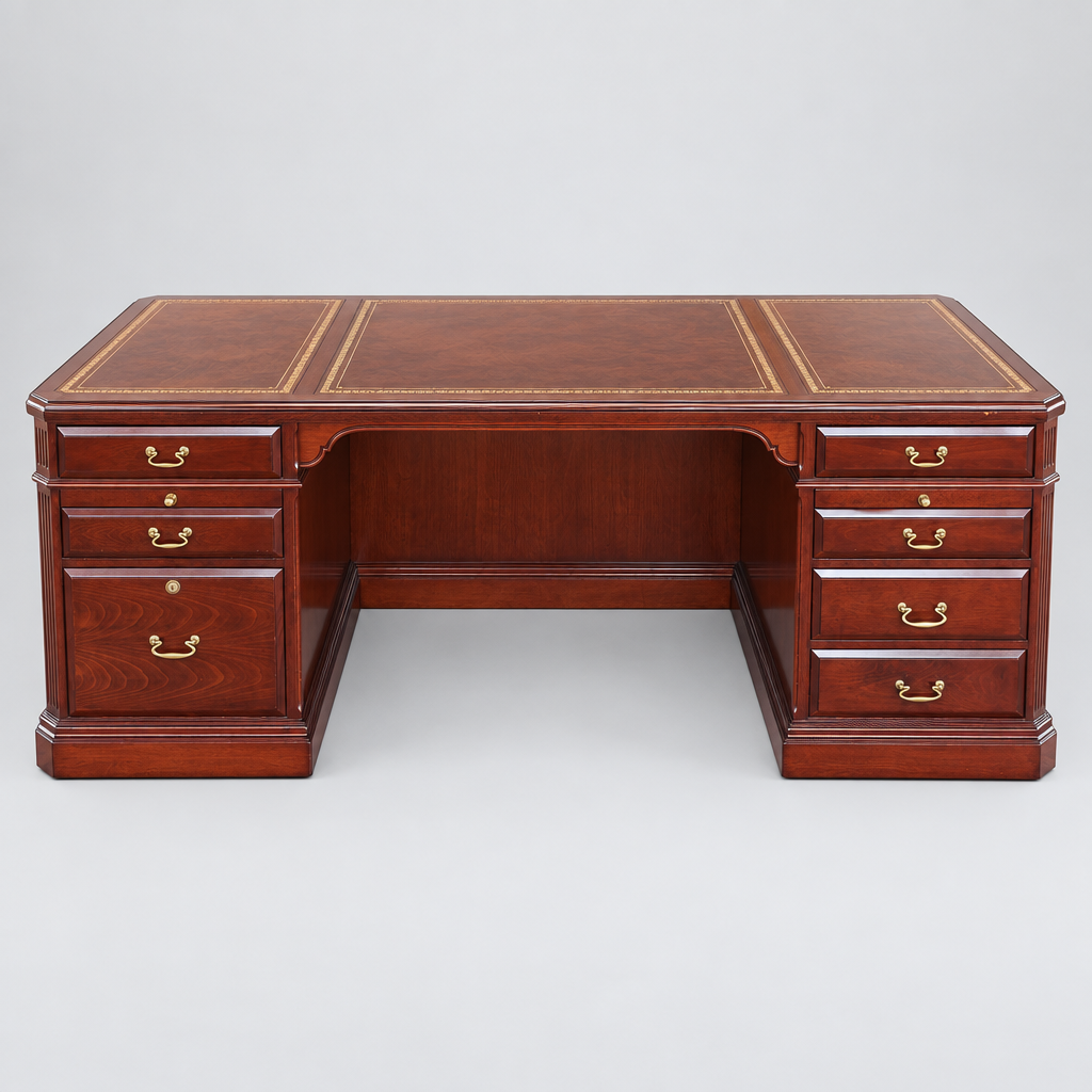 Mahogany leather topped Desk.