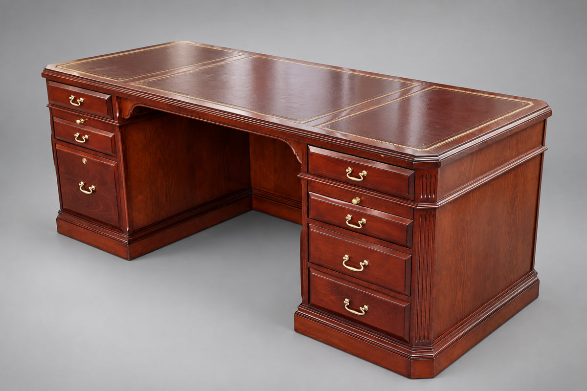 Mahogany leather topped Desk.