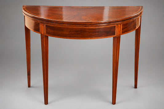 Georgian inlaid mahogany demi-lune Card Table