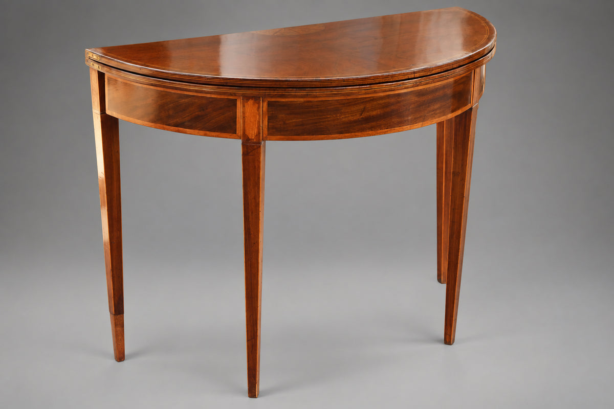 Georgian inlaid mahogany demi-lune Card Table