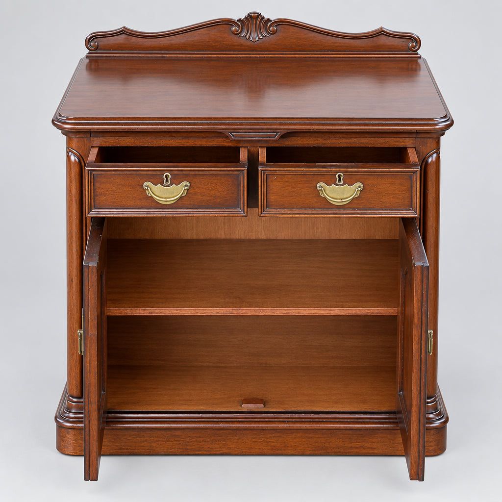 Quality pair of mahogany bedside Pedestals and queen- size Headboard