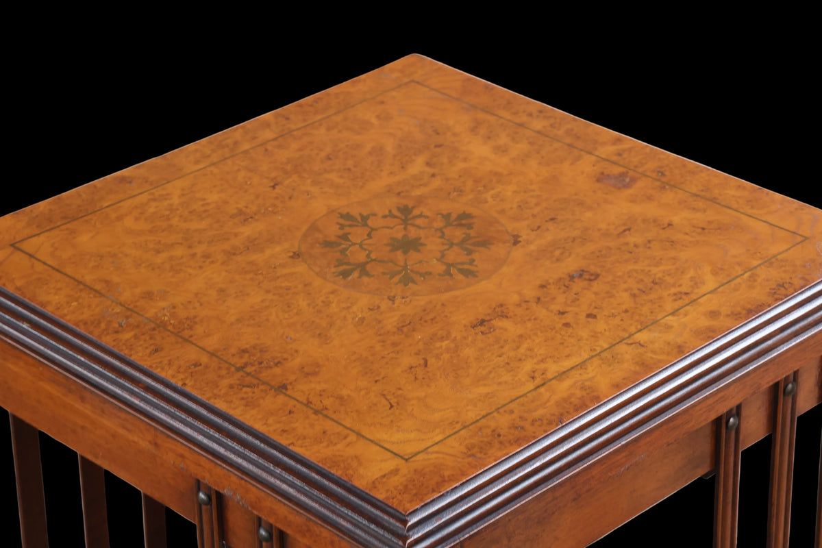 Edwardian maple and mahogany Revolving Bookcase