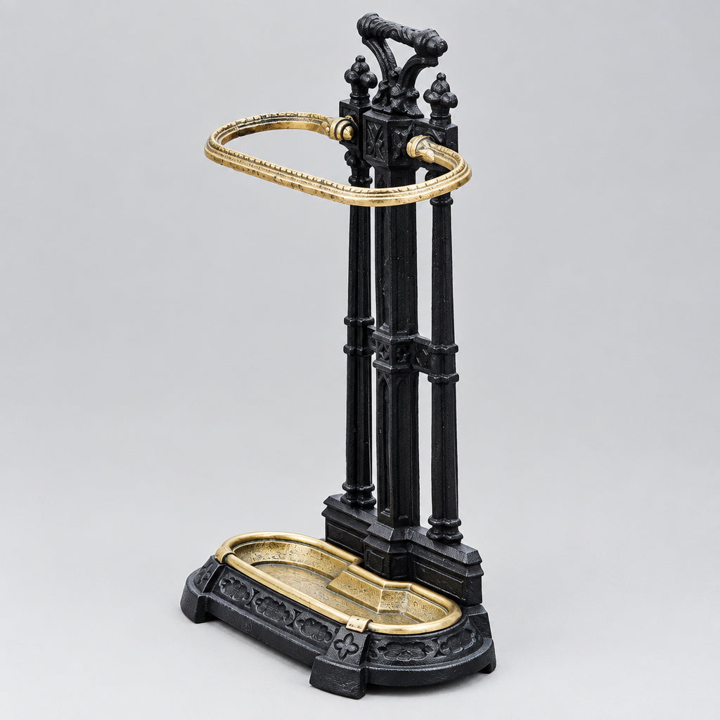 Victorian style cast aluminium and brass Umbrella and Stick Stand - SOLD