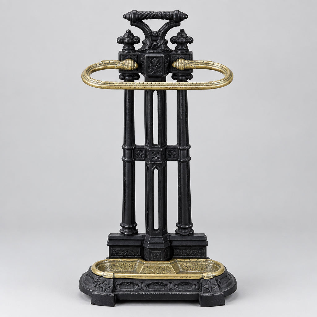 Victorian style cast aluminium and brass Umbrella and Stick Stand - SOLD