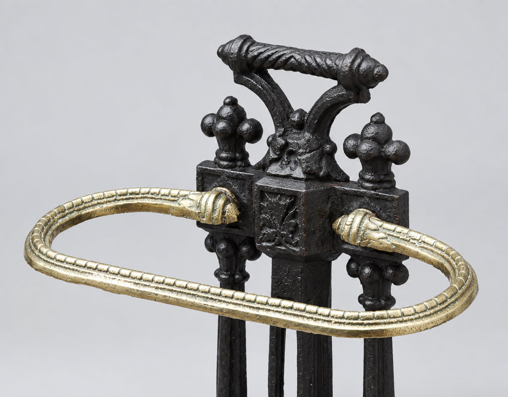 Victorian style cast aluminium and brass Umbrella and Stick Stand - SOLD