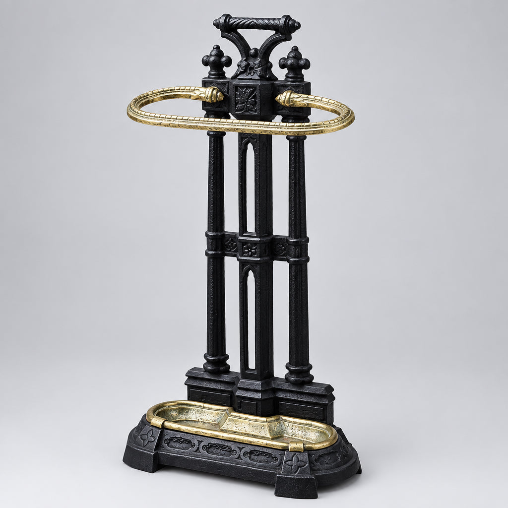 Victorian style cast aluminium and brass Umbrella and Stick Stand - SOLD