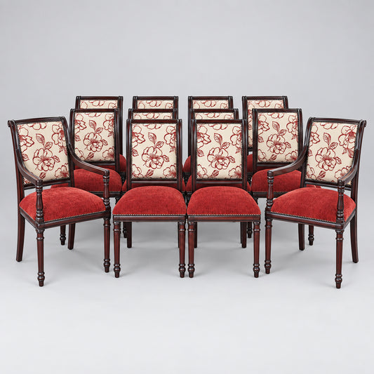 Set of twelve mahogany House & Haven Dining Chairs, including two carvers
