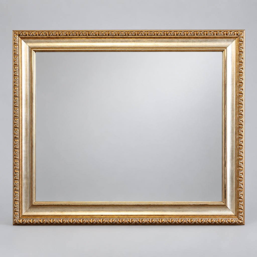Silvered and gilt framed bevelled Mirror