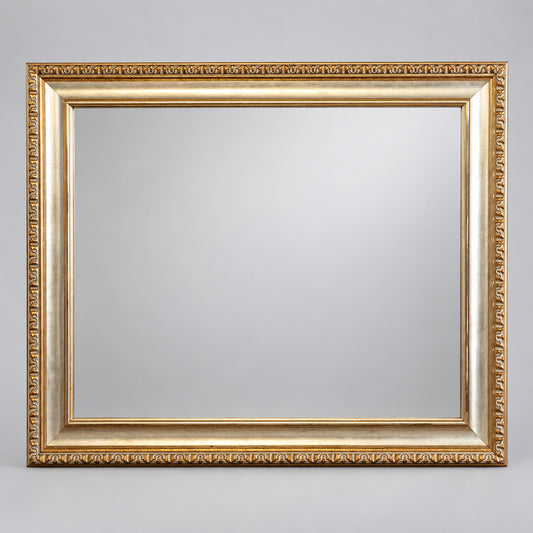 Silvered and gilt framed bevelled Mirror