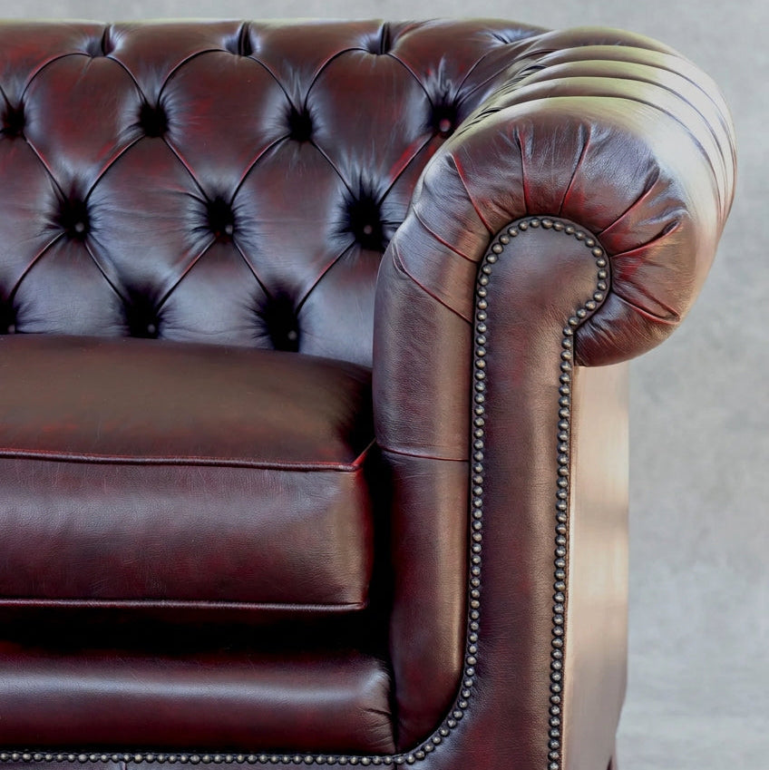 Stunning Griffiths & Griffiths Victorian style ox blood leather Chesterfield Sofa - RESERVED