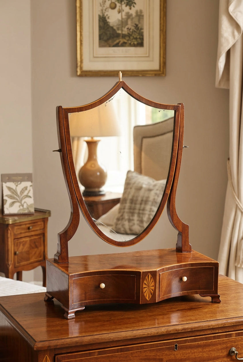 A Georgian mahogany serpentine shaped Dressing Table Mirror - SOLD
