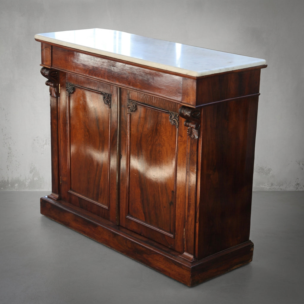 Victorian rosewood marble topped Side Cabinet