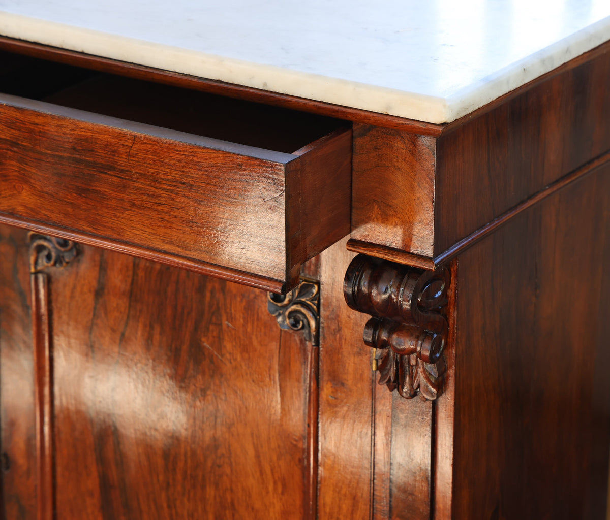 Victorian rosewood marble topped Side Cabinet