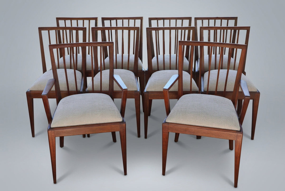 Set of ten mid 20th Century mahogany Dining chairs, including two carvers