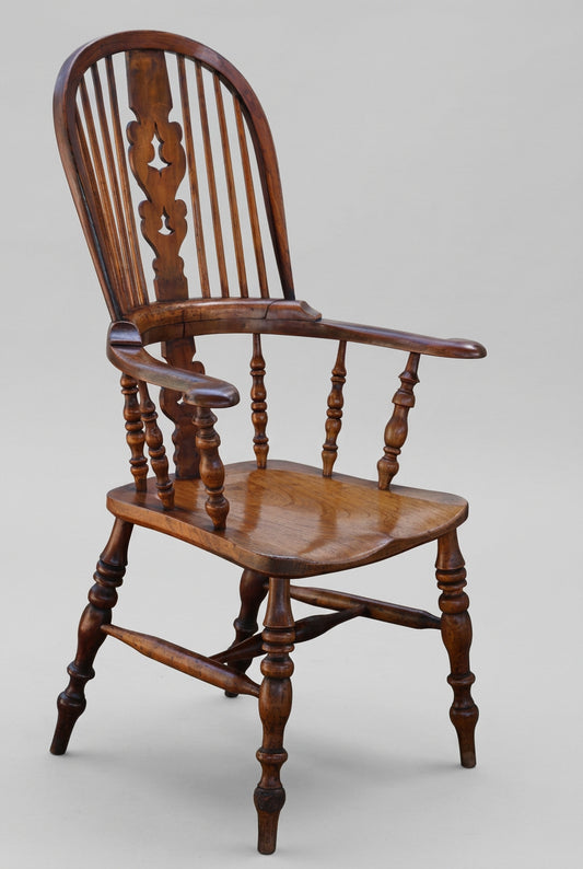 19th Century Yorkshire beech, ash and elm Windsor Armchair.