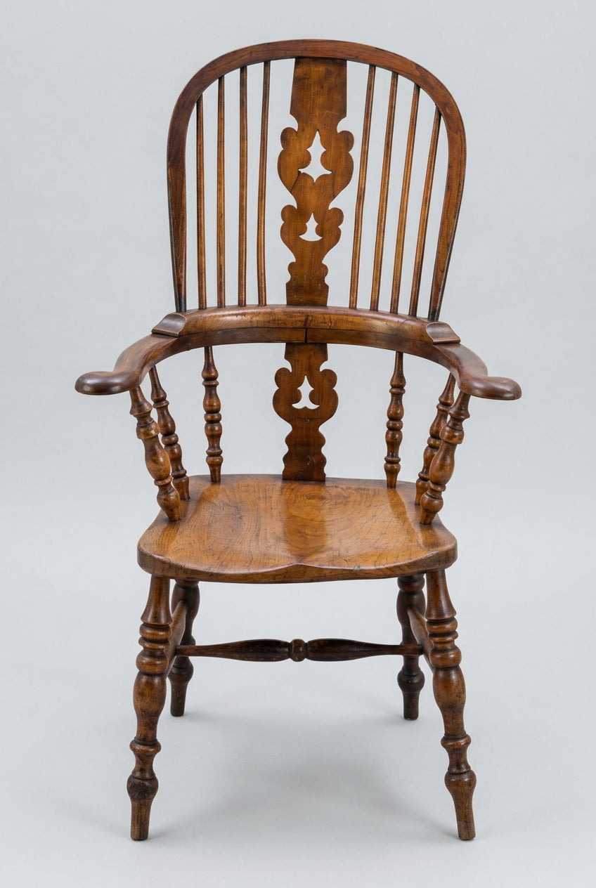 19th Century Yorkshire beech, ash and elm Windsor Armchair.