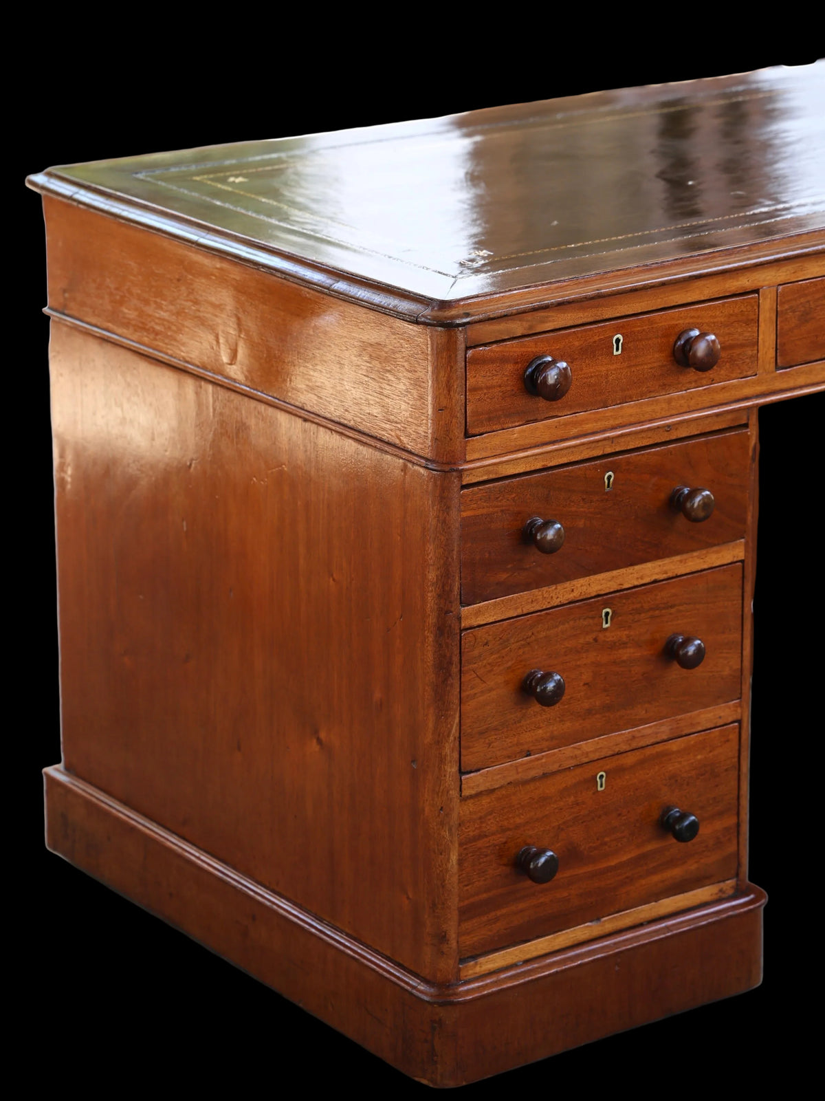 Victorian mahogany tooled leather topped Pedestal Desk