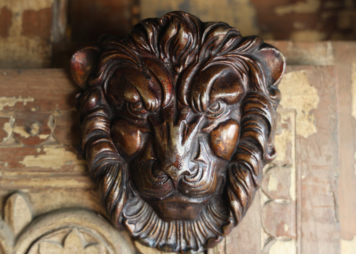 Bronzed Cast Iron Wall mounted lion Head Sculpture
