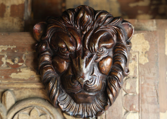 Bronzed Cast Iron Wall mounted lion Head Sculpture