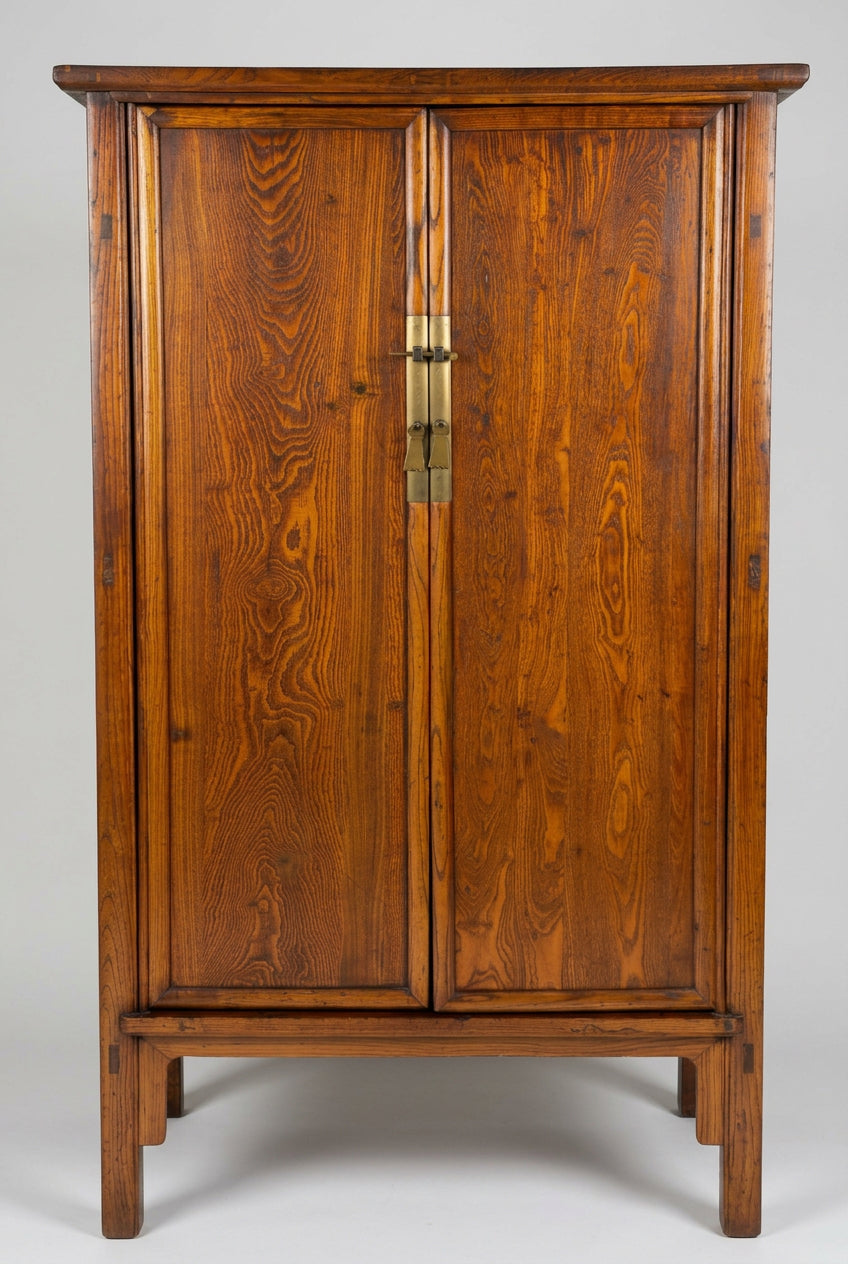 Pair of Chinese Elm Wood Cupboards/Cabinets