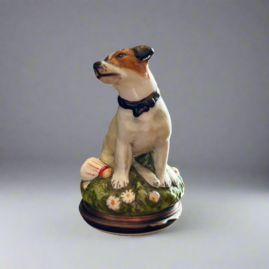 Cased Halcyon Days Jack Russell Dog Bonbonniere