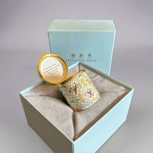 Halcyon Days - Grace Christie Embroidered Panel Enamel Box