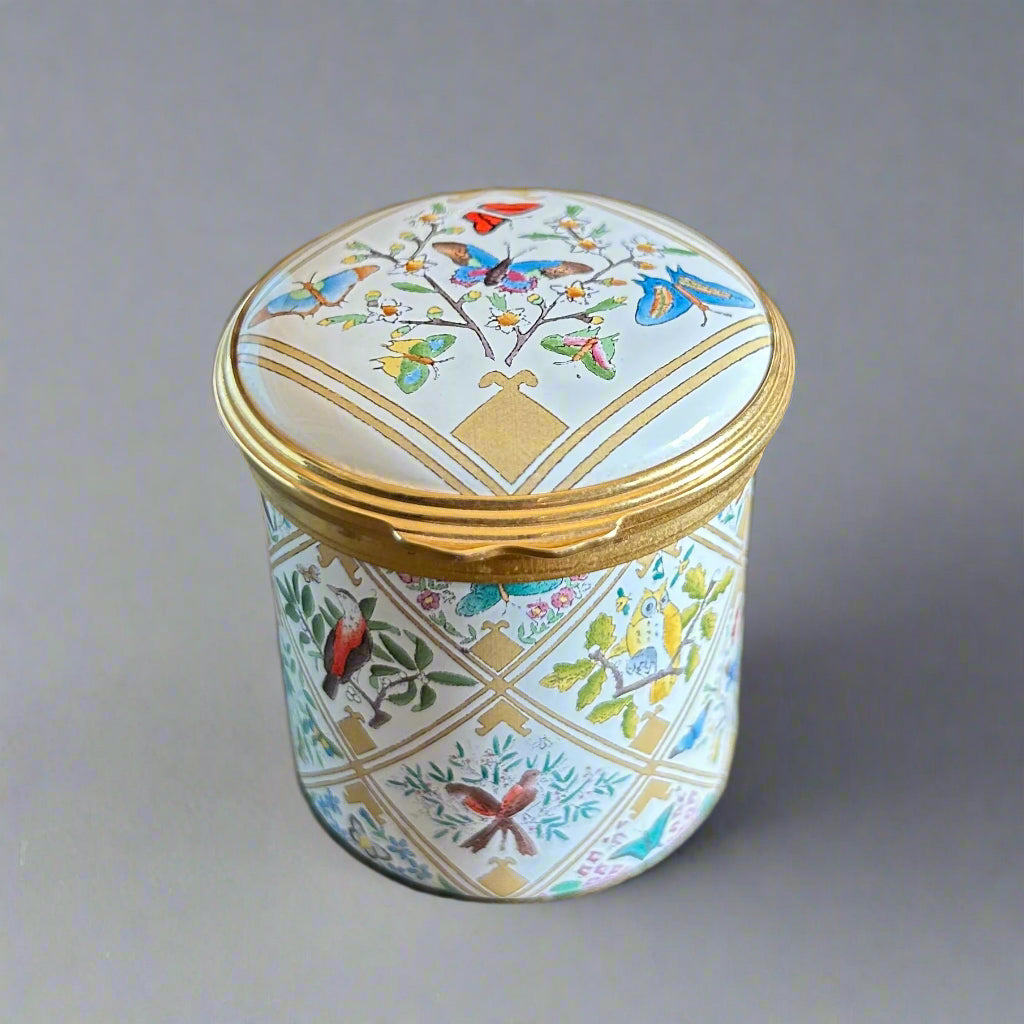 Halcyon Days - Grace Christie Embroidered Panel Enamel Box