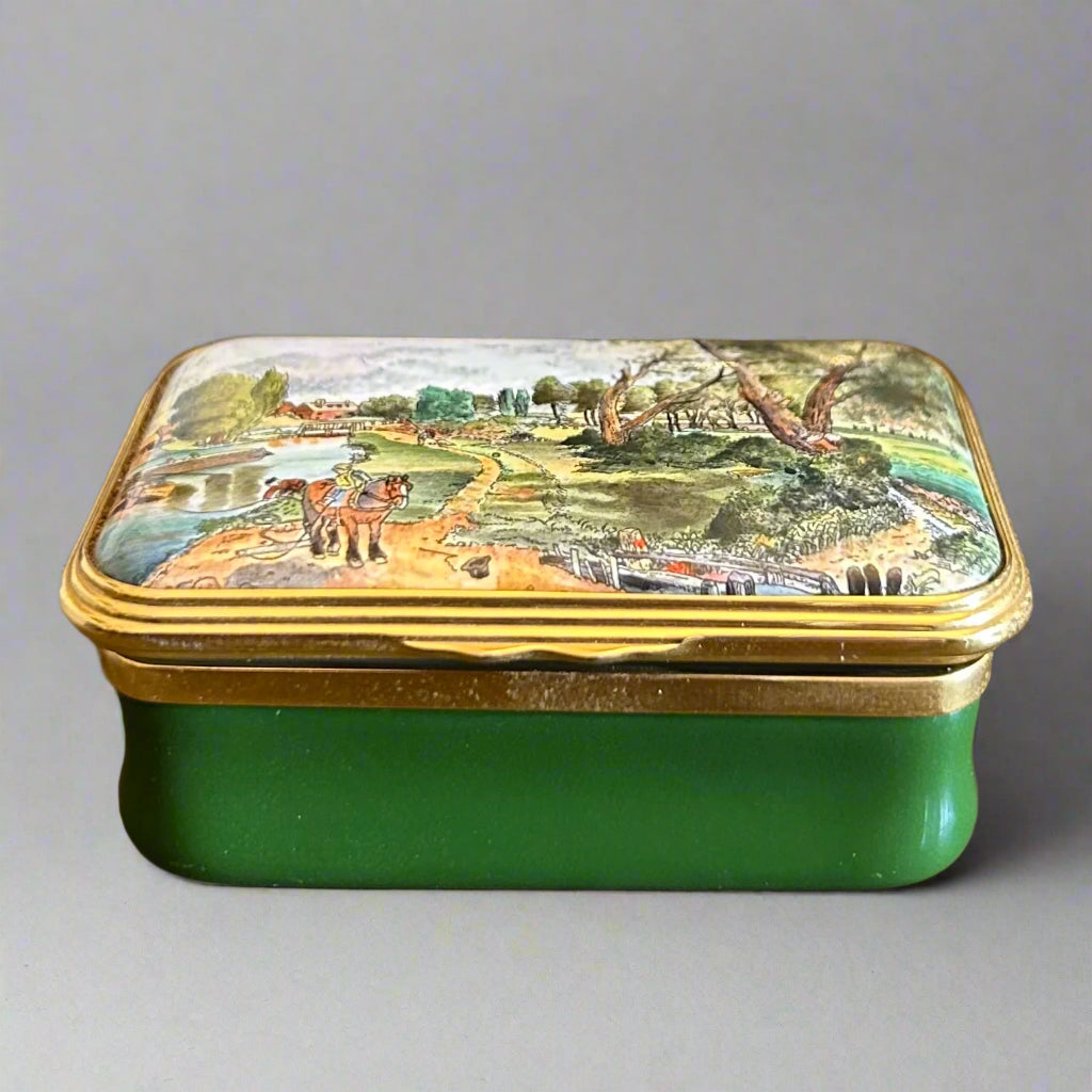 Halcyon Days Enamels Pill Box - Flatford Mill by John Constable
