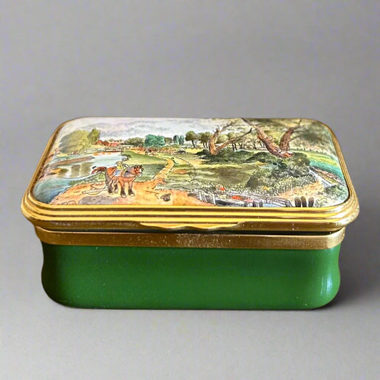 Halcyon Days Enamels Pill Box - Flatford Mill by John Constable