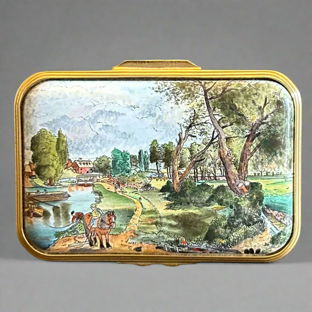 Halcyon Days Enamels Pill Box - Flatford Mill by John Constable