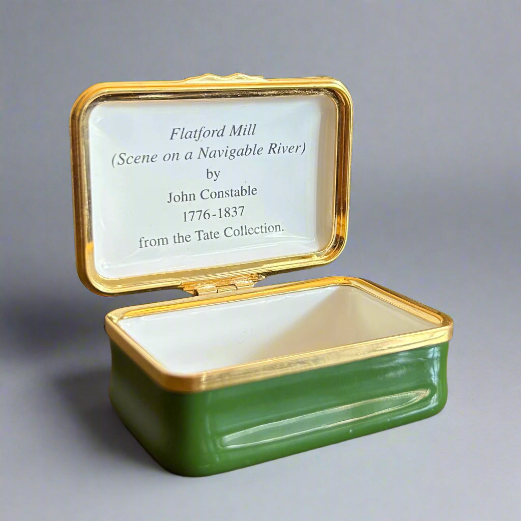 Halcyon Days Enamels Pill Box - Flatford Mill by John Constable