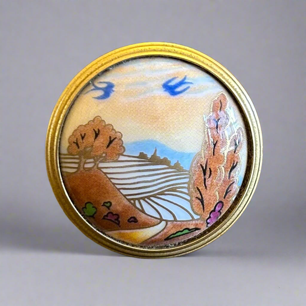 Royal Worcester Pill Box - swallows at dusk