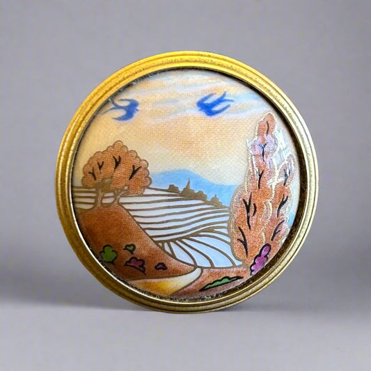 Royal Worcester Pill Box - swallows at dusk