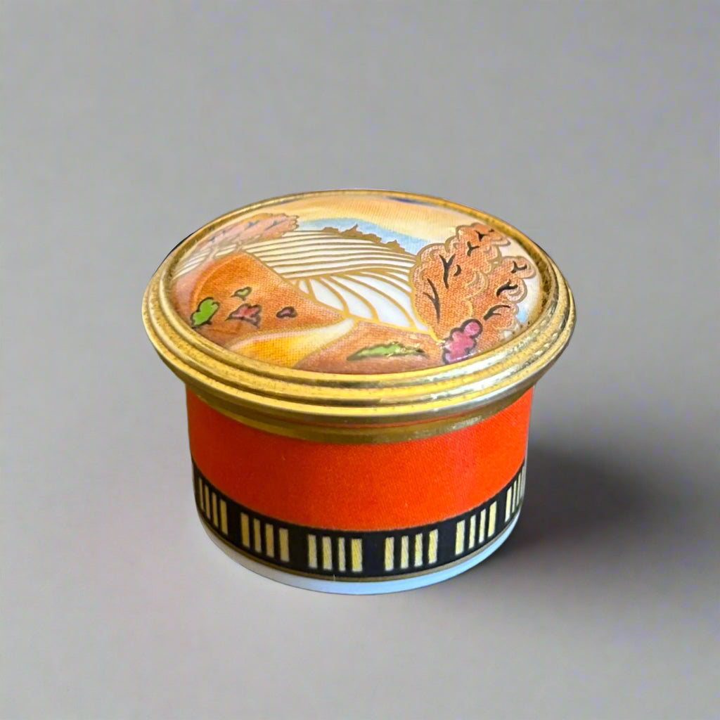 Royal Worcester Pill Box - swallows at dusk