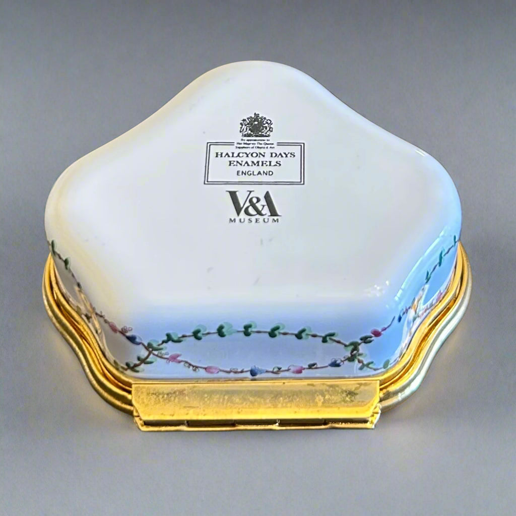 Halcyon Days English Bilston Enamel Floral Snuff Box