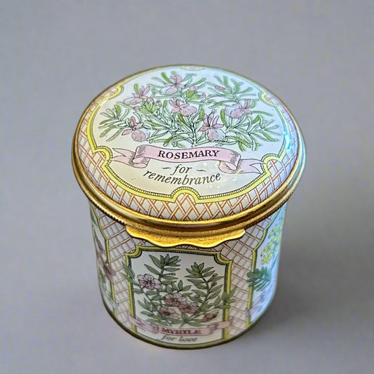 Halcyon Days English Bilston Enamel Trinket Box - "For you there's rosemary"