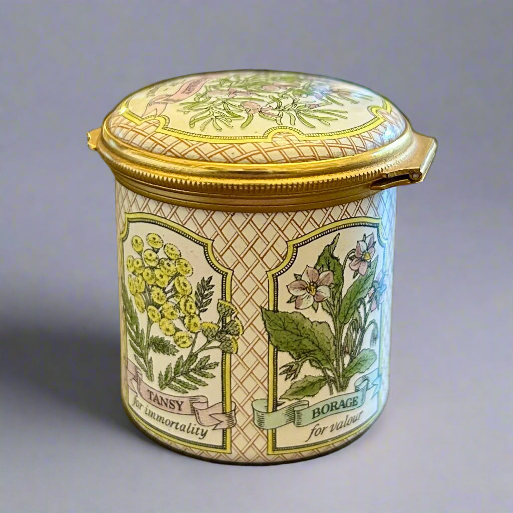 Halcyon Days English Bilston Enamel Trinket Box - "For you there's rosemary"